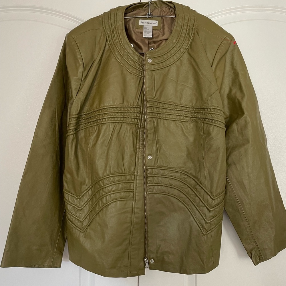 Jessica London jacket size 24 SHELL 100% LEATHER LINING